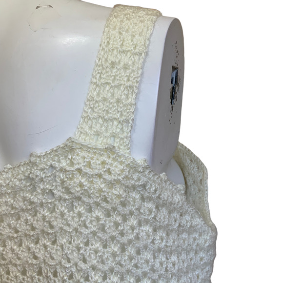 Hand Knit/Crochet Cream Sweater Tank Top sz S/M - Picture 4 of 6